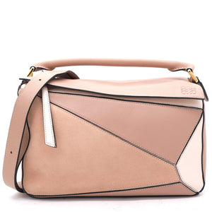 Calfskin Suede Medium Puzzle Bag Pink