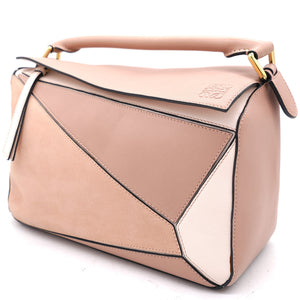 Calfskin Suede Medium Puzzle Bag Pink