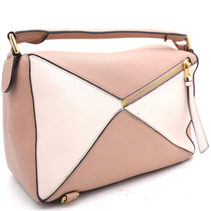 Calfskin Suede Medium Puzzle Bag Pink