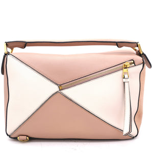 Calfskin Suede Medium Puzzle Bag Pink