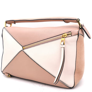 Calfskin Suede Medium Puzzle Bag Pink