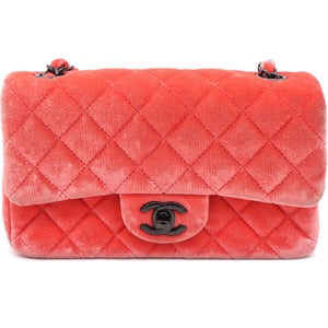 Velvet Quilted Mini Rectangular Flap Peachy Pink