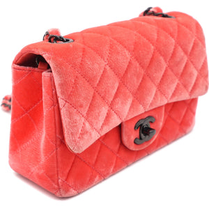 Velvet Quilted Mini Rectangular Flap Peachy Pink