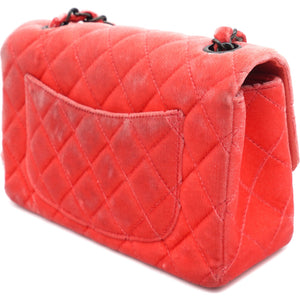 Velvet Quilted Mini Rectangular Flap Peachy Pink