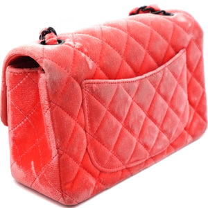 Velvet Quilted Mini Rectangular Flap Peachy Pink