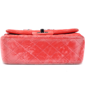 Velvet Quilted Mini Rectangular Flap Peachy Pink
