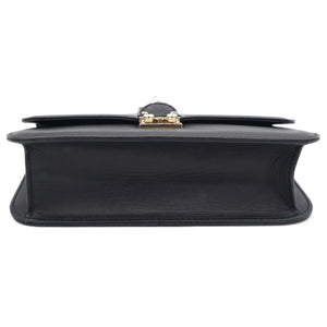 Black Leather Medium Rockstud Glam Lock Flap Bag