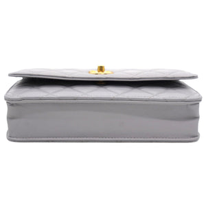 Lambskin Quilted CC Pearl Crush Wallet on Chain WOC Grey