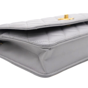 Lambskin Quilted CC Pearl Crush Wallet on Chain WOC Grey