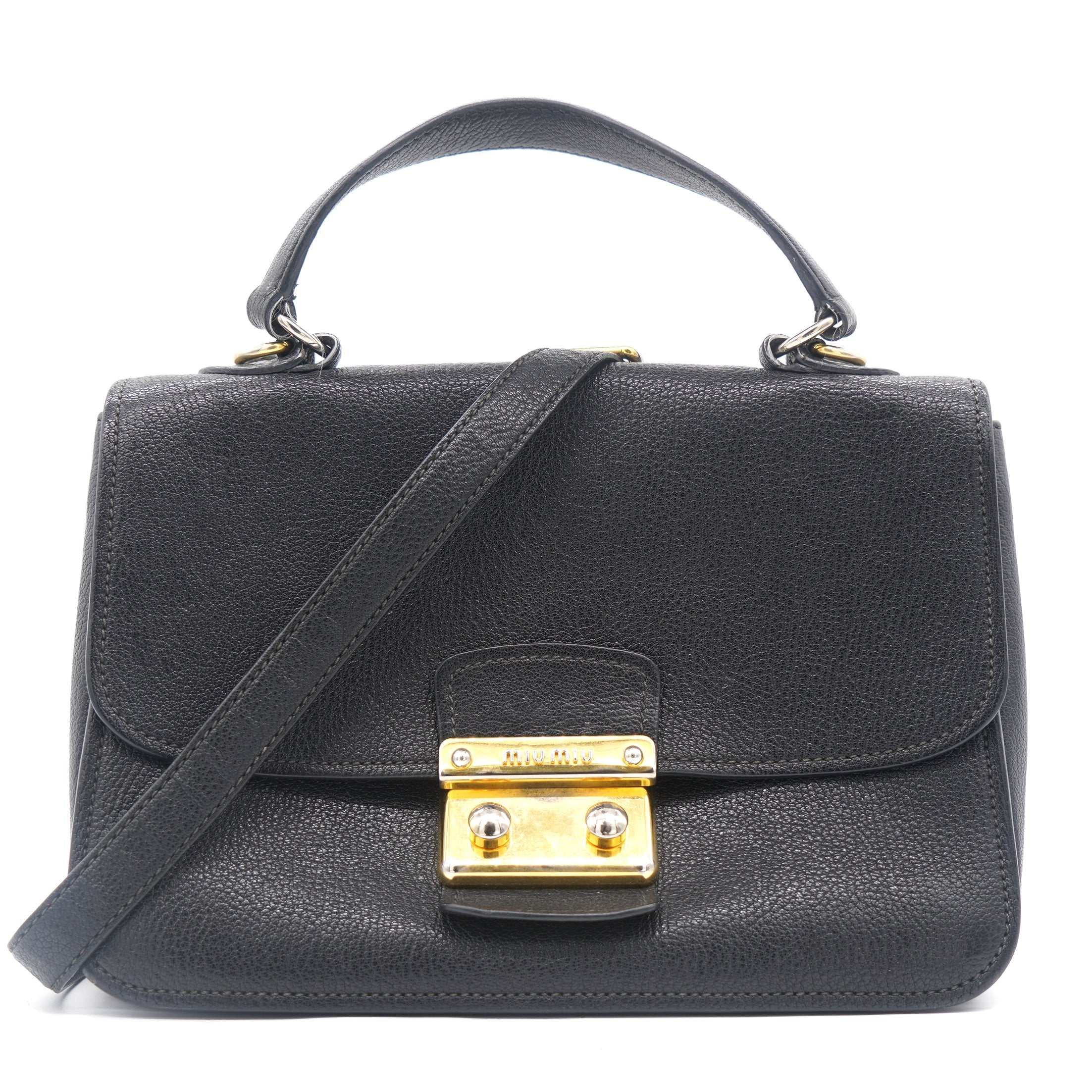 Goatskin Madras Shoulder Bag Black