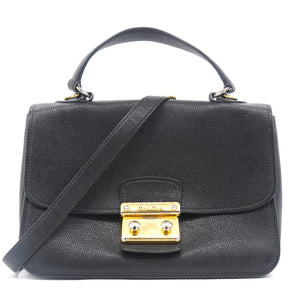 Goatskin Madras Shoulder Bag Black