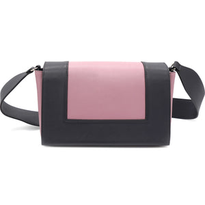 Smooth Calfskin Medium Frame Shoulder Bag Grey Pink