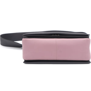 Smooth Calfskin Medium Frame Shoulder Bag Grey Pink