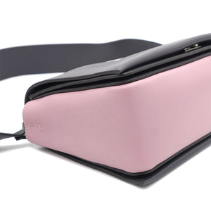 Smooth Calfskin Medium Frame Shoulder Bag Grey Pink
