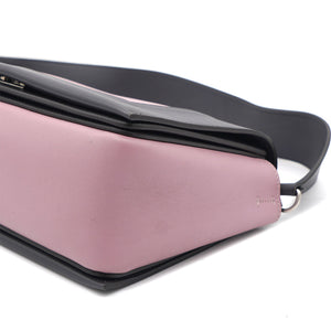 Smooth Calfskin Medium Frame Shoulder Bag Grey Pink