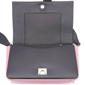 Smooth Calfskin Medium Frame Shoulder Bag Grey Pink