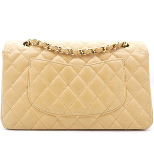 Beige Quilted Caviar Leather Classic Double Flap Bag