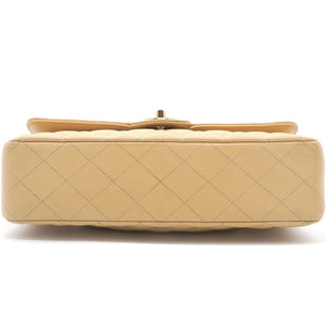 Beige Quilted Caviar Leather Classic Double Flap Bag