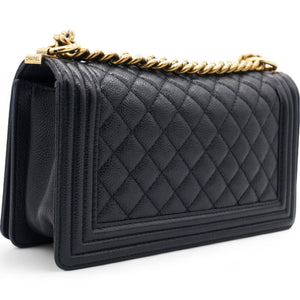 Caviar Quilted Medium Boy Flap Navy