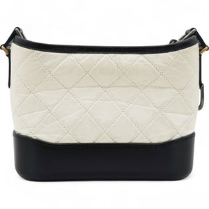Aged Quilted Small Gabrielle Hobo Black White
