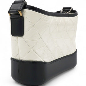 Aged Quilted Small Gabrielle Hobo Black White