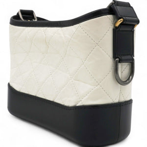 Aged Quilted Small Gabrielle Hobo Black White