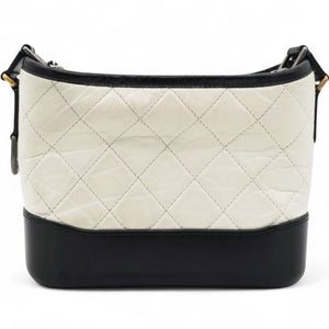 Aged Quilted Small Gabrielle Hobo Black White