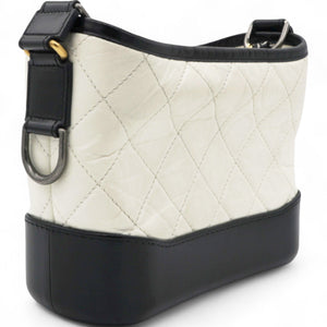 Aged Quilted Small Gabrielle Hobo Black White