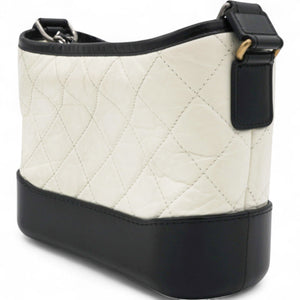 Aged Quilted Small Gabrielle Hobo Black White