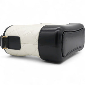 Aged Quilted Small Gabrielle Hobo Black White