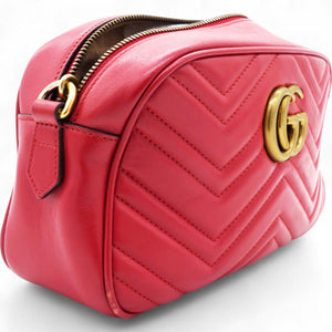 Matelasse GG Marmont Chain Shoulder Bag Hibiscus Red