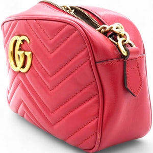 Matelasse GG Marmont Chain Shoulder Bag Hibiscus Red
