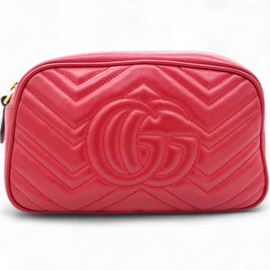 Matelasse GG Marmont Chain Shoulder Bag Hibiscus Red
