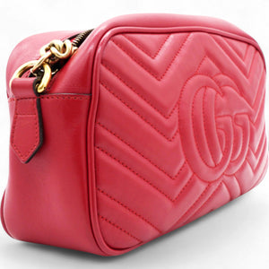 Matelasse GG Marmont Chain Shoulder Bag Hibiscus Red