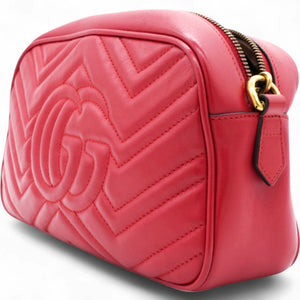 Matelasse GG Marmont Chain Shoulder Bag Hibiscus Red