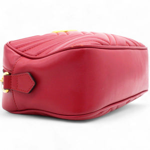 Matelasse GG Marmont Chain Shoulder Bag Hibiscus Red