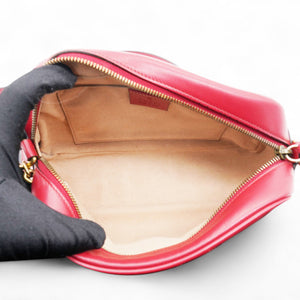 Matelasse GG Marmont Chain Shoulder Bag Hibiscus Red