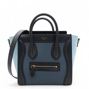 Drummed Leather Nubuck Nano Tri-Color Luggage Milky Blue