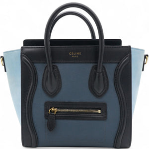 Drummed Leather Nubuck Nano Tri-Color Luggage Milky Blue