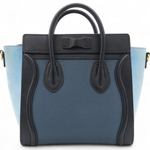 Drummed Leather Nubuck Nano Tri-Color Luggage Milky Blue