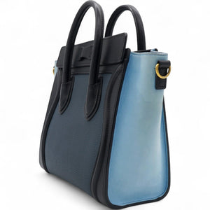 Drummed Leather Nubuck Nano Tri-Color Luggage Milky Blue