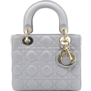 Grey Lambskin Cannage Small Lucky Badges My Lady Dior