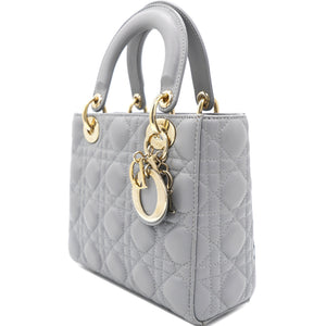 Grey Lambskin Cannage Small Lucky Badges My Lady Dior