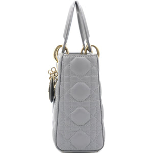 Grey Lambskin Cannage Small Lucky Badges My Lady Dior