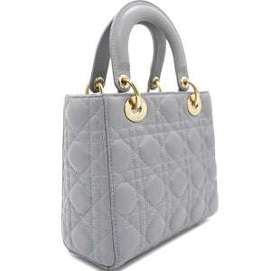 Grey Lambskin Cannage Small Lucky Badges My Lady Dior