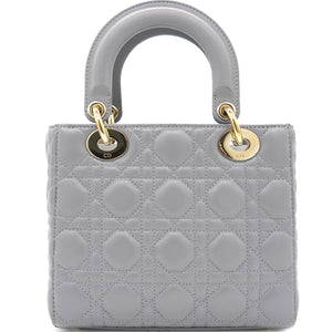Grey Lambskin Cannage Small Lucky Badges My Lady Dior