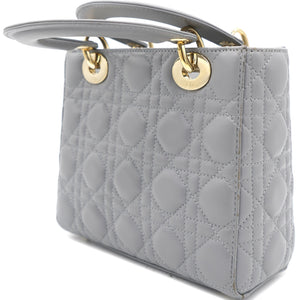 Grey Lambskin Cannage Small Lucky Badges My Lady Dior