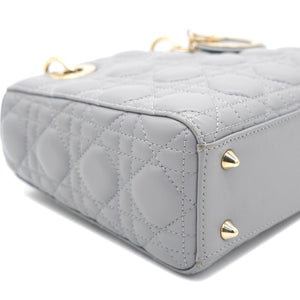 Grey Lambskin Cannage Small Lucky Badges My Lady Dior