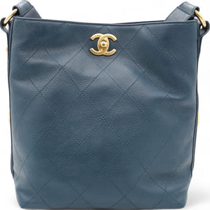 Button Up Hobo Quilted Calfskin with Grosgrain Small Shoulder Bag