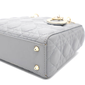 Grey Lambskin Cannage Small Lucky Badges My Lady Dior